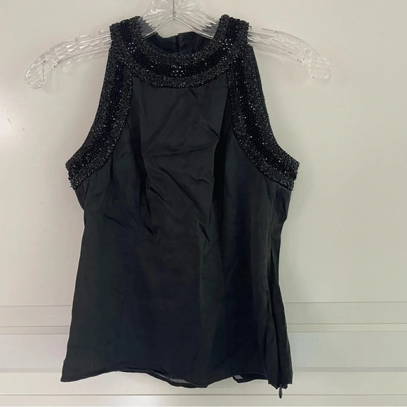 Lafayette 148 black silk beaded sleeveless top 15134 - Picture 1 of 8